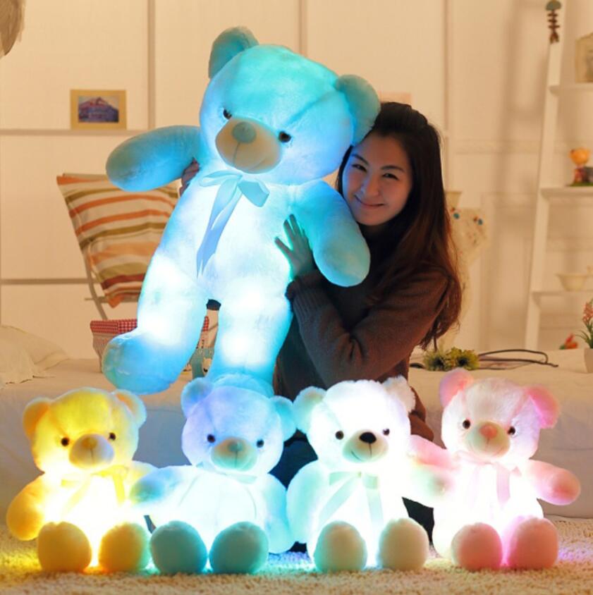 30CM Luminous Plush Toys Light Up LED Colorful Glowing Teddy Bear Stuffed Animal Doll Kids Christmas Gift For Children Girls.