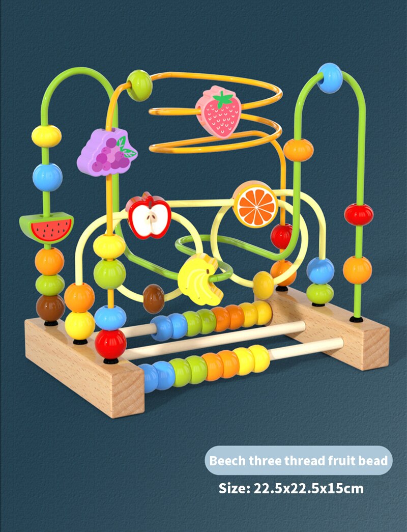 Baby Montessori Educational Toy Wooden Circles Bead Wire Maze Roller Coaster Abacus Puzzle Toys 3+ Kids Early Education Toy Gift