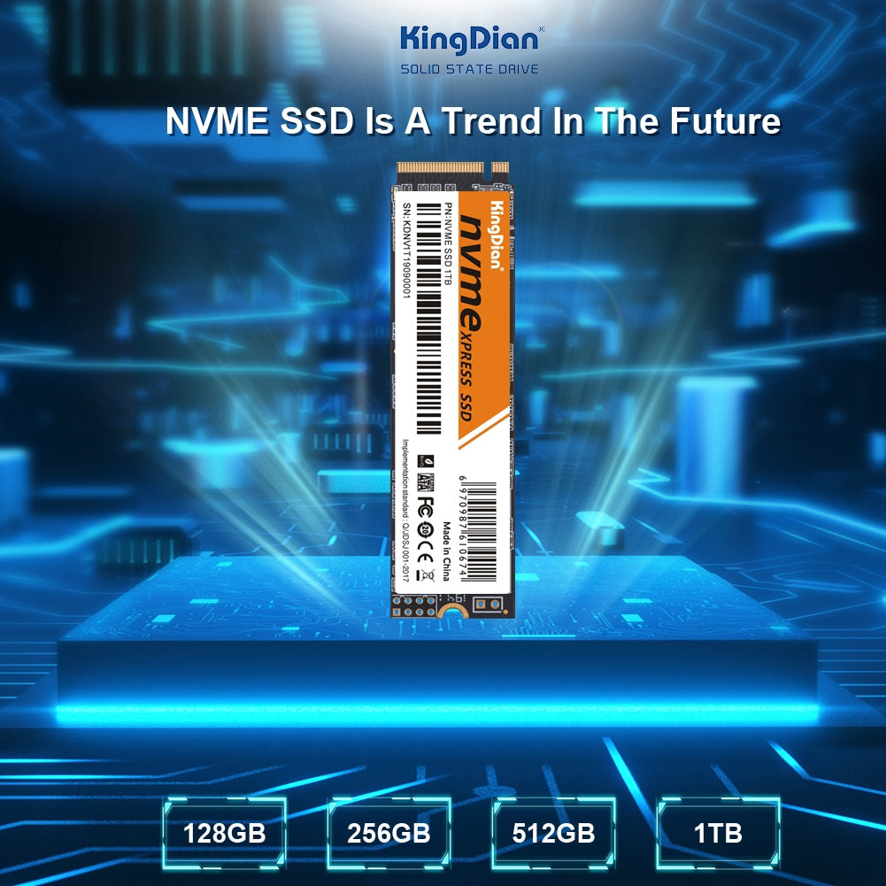KingDian M.2 NVME SSD M2 128GB 256GB 512GB 1TB Size 2280 PCIe Internal Solid State Drives For Laptop.