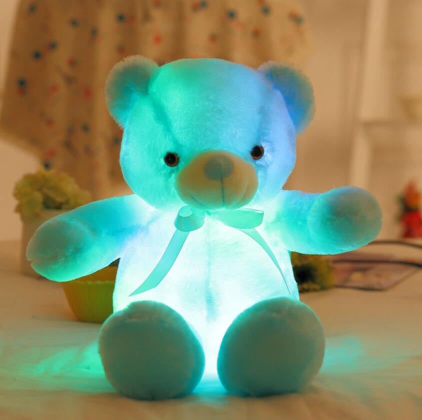 30CM Luminous Plush Toys Light Up LED Colorful Glowing Teddy Bear Stuffed Animal Doll Kids Christmas Gift For Children Girls.