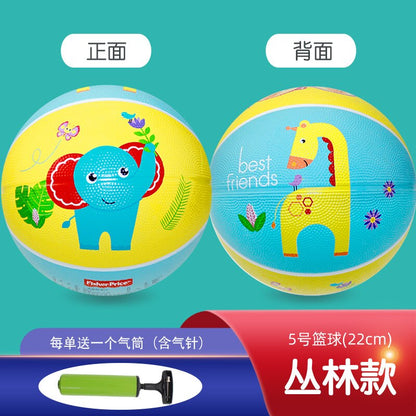 Fisher Price Children's Basketball Kindergarten Rubber Basketball Standard 3 No. 5 Cartoon Basketball Leather Ball Baby Toy Ball