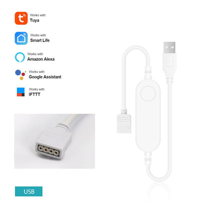 Tuya Smart Life LED Strip Light Contoller Wifi Remote Control USB 5V DC12V-24V RGB Led Controller Work With Alexa  Echo Google.