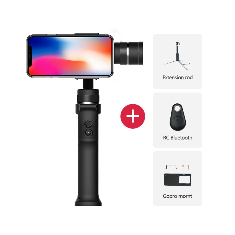 Funsnap 3-Axis Stabilizer 3 Combo Handheld Smartphone Gimbal for iPhone GoPro 7 6 5 Sjcam EKEN Yi Action Camera Zoom.