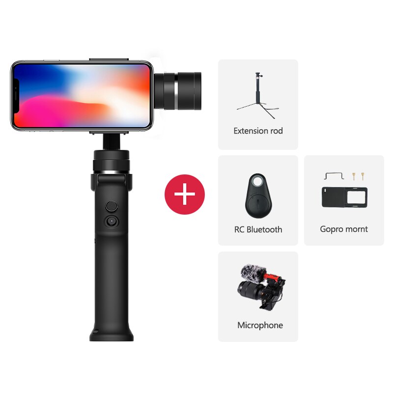 Funsnap 3-Axis Stabilizer 3 Combo Handheld Smartphone Gimbal for iPhone GoPro 7 6 5 Sjcam EKEN Yi Action Camera Zoom.